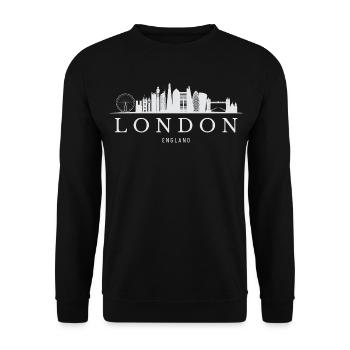Londoner Skyline, London, England - Unisex Pullover - Schwarz - Vorne - Alina (178cm) & Michal (187cm)