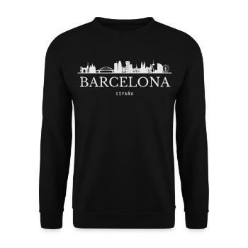 Barcelona Skyline, Barcelona Spanien - Unisex Pullover - Schwarz - Vorne - Alina (178cm) & Michal (187cm)