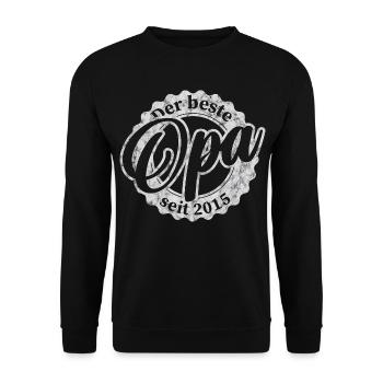 Der Beste Opa seit 2015 - Unisex Pullover - Schwarz - Vorne - Alina (178cm) & Michal (187cm)