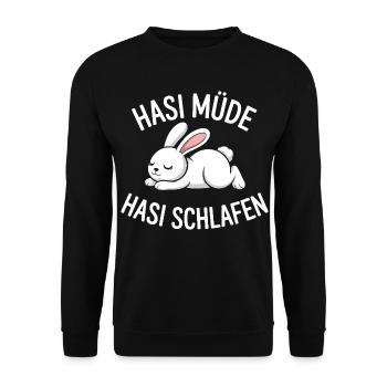 Hasi Müde Hasi Schlafen Hase - Unisex Pullover - Schwarz - Vorne - Alina (178cm) & Michal (187cm)