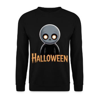 Small Skeleton Halloween Motif - Unisex Sweatshirt - black - Front - Alina (178cm) & Michal (187cm)