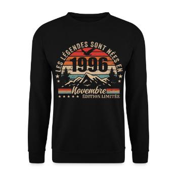 Genial seit November 1996 | November 1996 - Unisex Pullover - Schwarz - Vorne - Alina (178cm) & Michal (187cm)