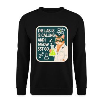 The Lab is Calling and I Meowst Go Science Cat - Unisex Sweatshirt - black - Front - Alina (178cm) & Michal (187cm)
