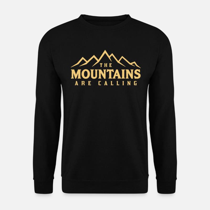 THE MOUNTAINS ARE CALLING Spruch Statement - Unisex Pullover - Schwarz