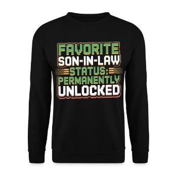 Schwiegermutter Retro Lustiger Schwiegervater - Unisex Pullover - Schwarz - Vorne - Alina (178cm) & Michal (187cm)