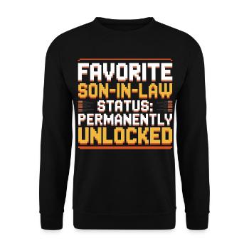 Schwiegermutter Retro Lustiger Schwiegervater - Unisex Pullover - Schwarz - Vorne - Alina (178cm) & Michal (187cm)