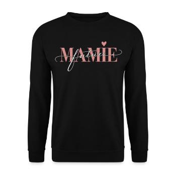 Werdender Granny Chic und zärtliche Schwangerschaftsankündigung - Unisex Pullover - Schwarz - Vorne - Alina (178cm) & Michal (187cm)
