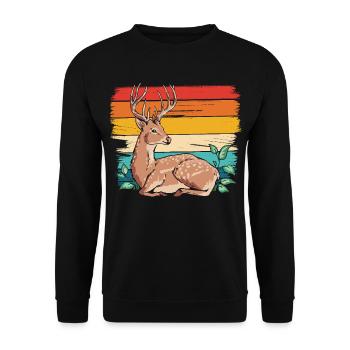 Deer in retro style - Unisex Sweatshirt - black - Front - Alina (178cm) & Michal (187cm)