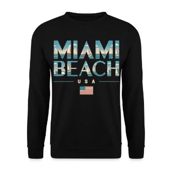 Miami Beach Palmiers Ville Voyage Design - Sweat-shirt Unisexe - noir - Devant - Alina (178cm) & Michal (187cm)