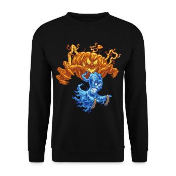 🎃Haunted Pumpkin Ghost Hunter 👻 - Unisex Sweatshirt - black - Front - Alina (178cm) & Michal (187cm)