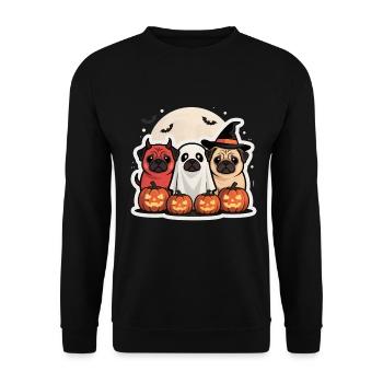 Pug Halloween Costume Funny Pumpkin Gift - Unisex Sweatshirt - black - Front - Alina (178cm) & Michal (187cm)