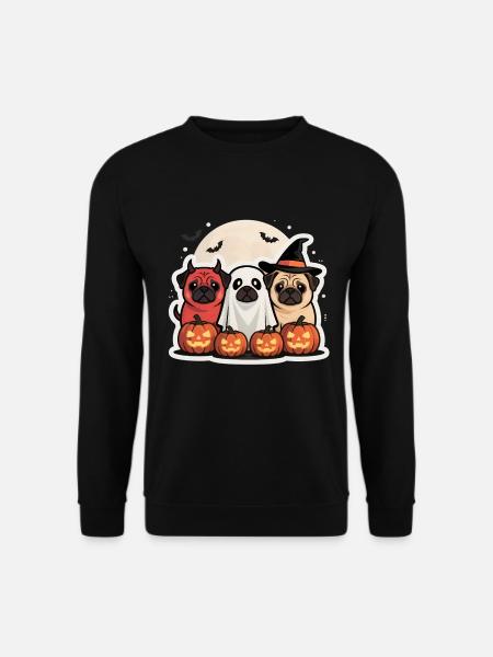 Pug Halloween Costume Funny Pumpkin Gift - Unisex Sweatshirt - black