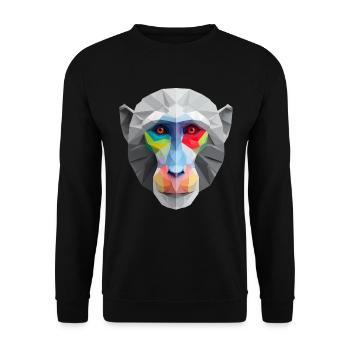 Colored Low-Poly Monkey Face Logo Art Design - Unisex Sweatshirt - black - Front - Alina (178cm) & Michal (187cm)