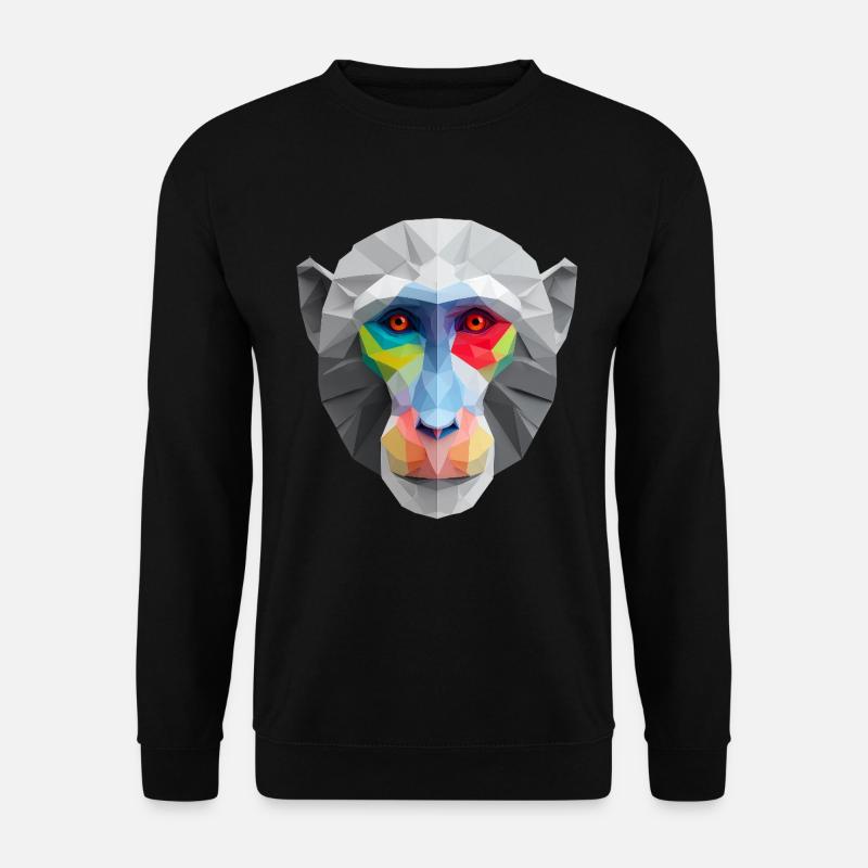 Farbiges Low-Poly Affengesicht Logo Art Design - Unisex Pullover - Schwarz