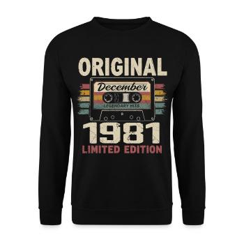 Cadeau D'anniversaire Décembre 1981 - Sweat-shirt Unisexe - noir - Devant - Alina (178cm) & Michal (187cm)