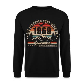 Awesome since November 1969 | November 1969 - Unisex Sweatshirt - black - Front - Alina (178cm) & Michal (187cm)