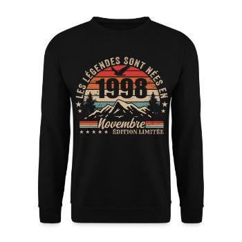 génial depuis novembre 1998 | novembre 1998 - Sweat-shirt Unisexe - noir - Devant - Alina (178cm) & Michal (187cm)