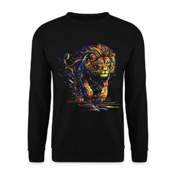 Lion courant Tête de Lion Coloré Prédateur Animal Sauvage - Sweat-shirt Unisexe - noir - Devant - Alina (178cm) & Michal (187cm)