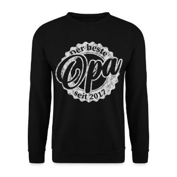 Der Beste Opa seit 2017 - Unisex Pullover - Schwarz - Vorne - Alina (178cm) & Michal (187cm)
