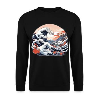 Große Welle von Kanagawa - Unisex Pullover - Schwarz - Vorne - Alina (178cm) & Michal (187cm)
