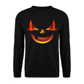grim cool Halloween pumpkin cats motif outfit - Unisex Sweatshirt - black - Front - Alina (178cm) & Michal (187cm)