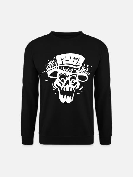 Skelett mit Zylinder Linienstil - Unisex Pullover - Schwarz