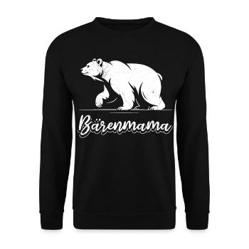 Werdende Mutter BÄRENMAMA Bald Mama Lustiges - Unisex Pullover - Schwarz - Vorne - Alina (178cm) & Michal (187cm)
