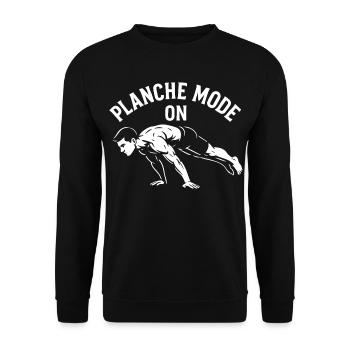 Planche Mode On Calisthenics Fitness Gym Workout - Unisex Sweatshirt - black - Front - Alina (178cm) & Michal (187cm)