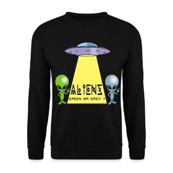 Green or grey alien? - Unisex Sweatshirt - black - Front - Alina (178cm) & Michal (187cm)