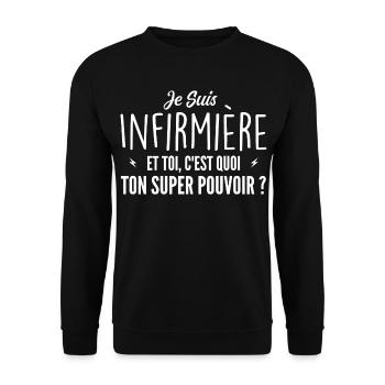 I am a nurse. What's your superpower? - Unisex Sweatshirt - black - Front - Alina (178cm) & Michal (187cm)
