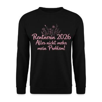 Pensioner 2026 Pension Farewell Work colleague - Unisex Sweatshirt - black - Front - Alina (178cm) & Michal (187cm)