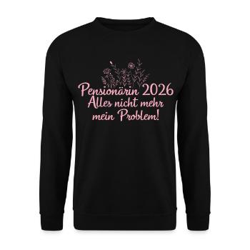 Pensioner 2026 Pension Farewell work colleague - Unisex Sweatshirt - black - Front - Alina (178cm) & Michal (187cm)