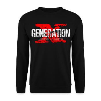 Generation X 1965 1980 Retro - Unisex Pullover - Schwarz - Vorne - Alina (178cm) & Michal (187cm)
