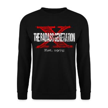 Generation X 1975  Retro - Unisex Pullover - Schwarz - Vorne - Alina (178cm) & Michal (187cm)