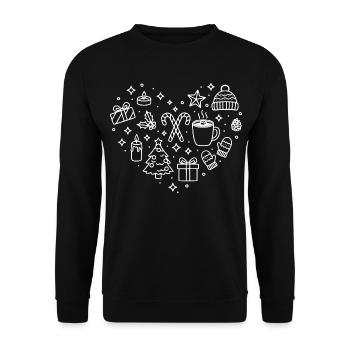 Weihnachten Herz X-Mas Herz Form Weihnachtsherz - Unisex Pullover - Schwarz - Vorne - Alina (178cm) & Michal (187cm)
