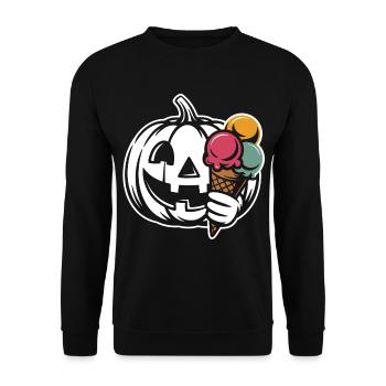 Kürbis Lächeln Eiscreme - Unisex Pullover - Schwarz - Vorne - Alina (178cm) & Michal (187cm)