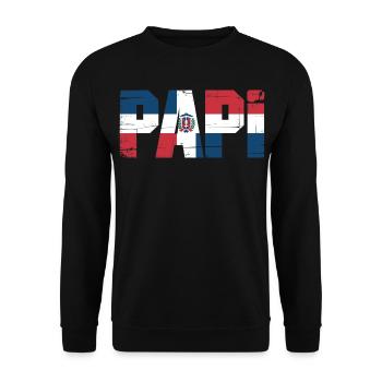 Papa Drapeau Dominicain – Papa Fier de la - Sweat-shirt Unisexe - noir - Devant - Alina (178cm) & Michal (187cm)