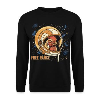 Space chicken in astronaut helmet - Unisex Sweatshirt - black - Front - Alina (178cm) & Michal (187cm)