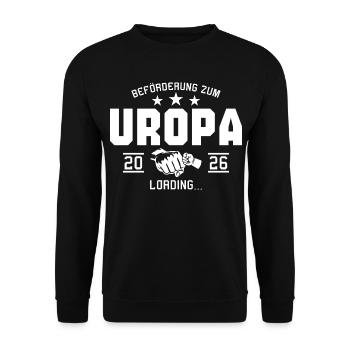 Schwangerschaftsverkündung Werdender Uropa 2026 - Unisex Pullover - Schwarz - Vorne - Alina (178cm) & Michal (187cm)