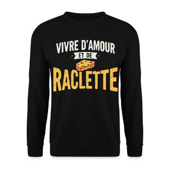 Raclette Käse Geschenk Humor Winter Savoyen - Unisex Pullover - Schwarz - Vorne - Alina (178cm) & Michal (187cm)