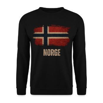Vintage Norway, Norwegian Flag - Unisex Sweatshirt - black - Front - Alina (178cm) & Michal (187cm)