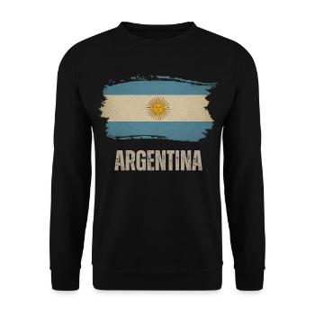 Vintage Argentina, Flag of Argentina - Unisex Sweatshirt - black - Front - Alina (178cm) & Michal (187cm)