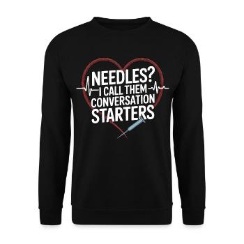 Dialysis Nurse Needles I Call Them Hospital Nurse - Unisex Sweatshirt - black - Front - Alina (178cm) & Michal (187cm)