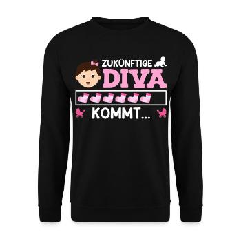 Bald Mama ZUKÜNFTIGE DIVA KOMMT Lustiges - Unisex Pullover - Schwarz - Vorne - Alina (178cm) & Michal (187cm)