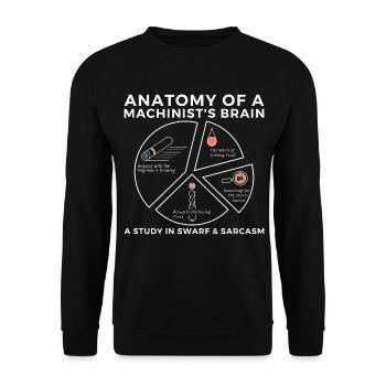 Workshop Humor, Lustiger Maschinist Gehirn T-Shirt - Unisex Pullover - Schwarz - Vorne - Alina (178cm) & Michal (187cm)