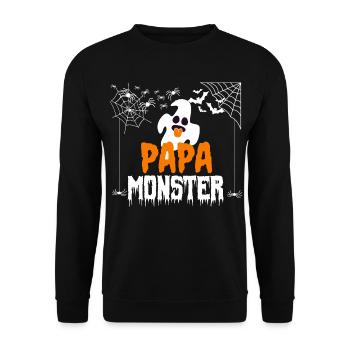 Papa Monster Halloween Kostüm mit Geist Spinne Top - Unisex Pullover - Schwarz - Vorne - Alina (178cm) & Michal (187cm)