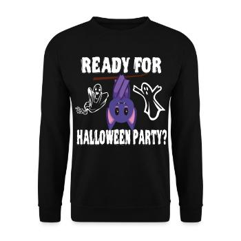 Bat Ready for Halloween Costume Party Saying - Unisex Sweatshirt - black - Front - Alina (178cm) & Michal (187cm)