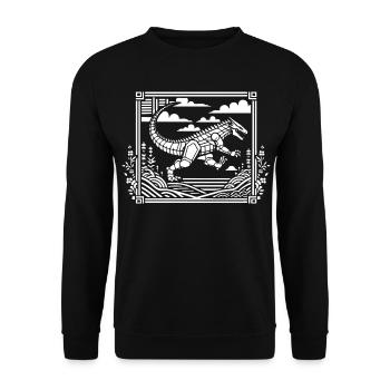 Kaiju Japan Art Style Design - Unisex Sweatshirt - black - Front - Alina (178cm) & Michal (187cm)