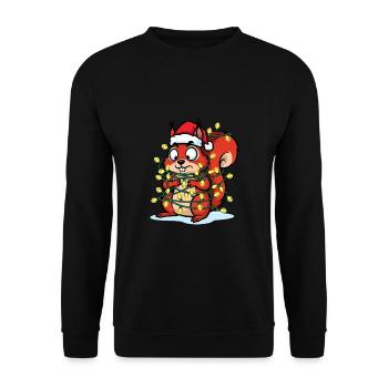 Eichhörnchen im Weihnachtslicht - Unisex Pullover - Schwarz - Vorne - Alina (178cm) & Michal (187cm)