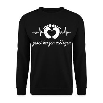 Expectant mother TWO HEARTS BEAT Funny - Unisex Sweatshirt - black - Front - Alina (178cm) & Michal (187cm)
